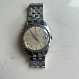 Omega Silver Timepiece with Cream Dial